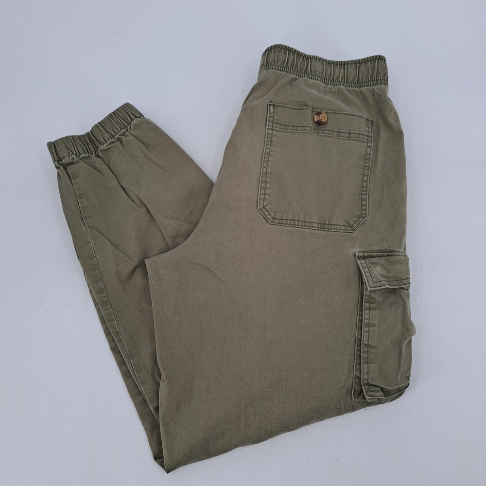 No Boundaries Cargo Joggers Mens Medium 32-34 Cotton Olive Green Stretch Utility